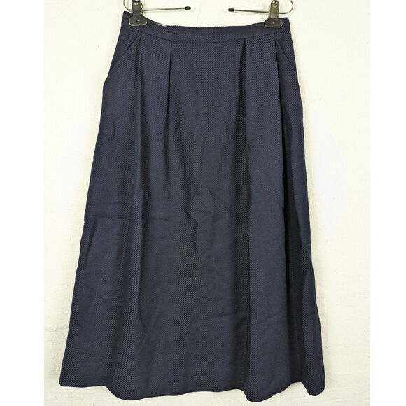 Carlisle Dresses & Skirts - Vtg Carlisle Wool Skirt Womens 10 Midi Navy Blue Modest Grannycore Countryside